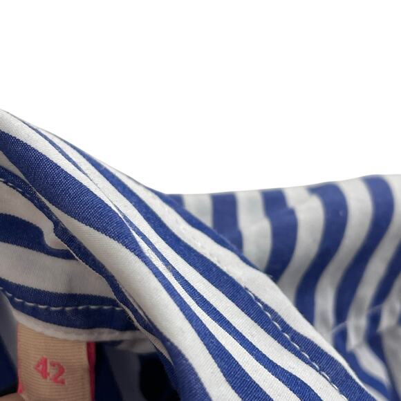 Vilagallo Nina Stripe Floc Shirt Pure Cotton Button Front Womens 42 / US Large - Picture 6 of 10